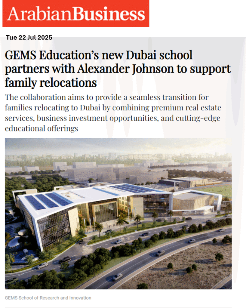 GEMS Education’s new Dubai school partners with Alexander Johnson to support family relocations