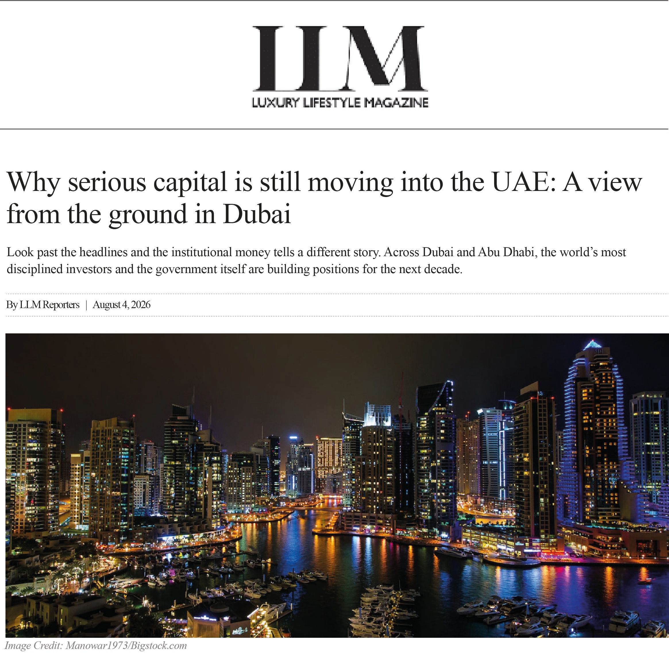 Why serious capital is still moving into the UAE: A view from the ground in Dubai